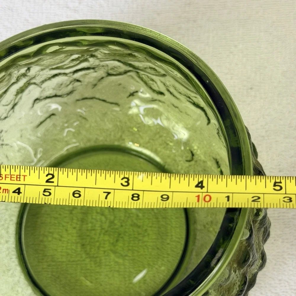 Vintage Avocado EO Brody Co Glass Crinkle Textured Vase Planter Bowl‎ MCM